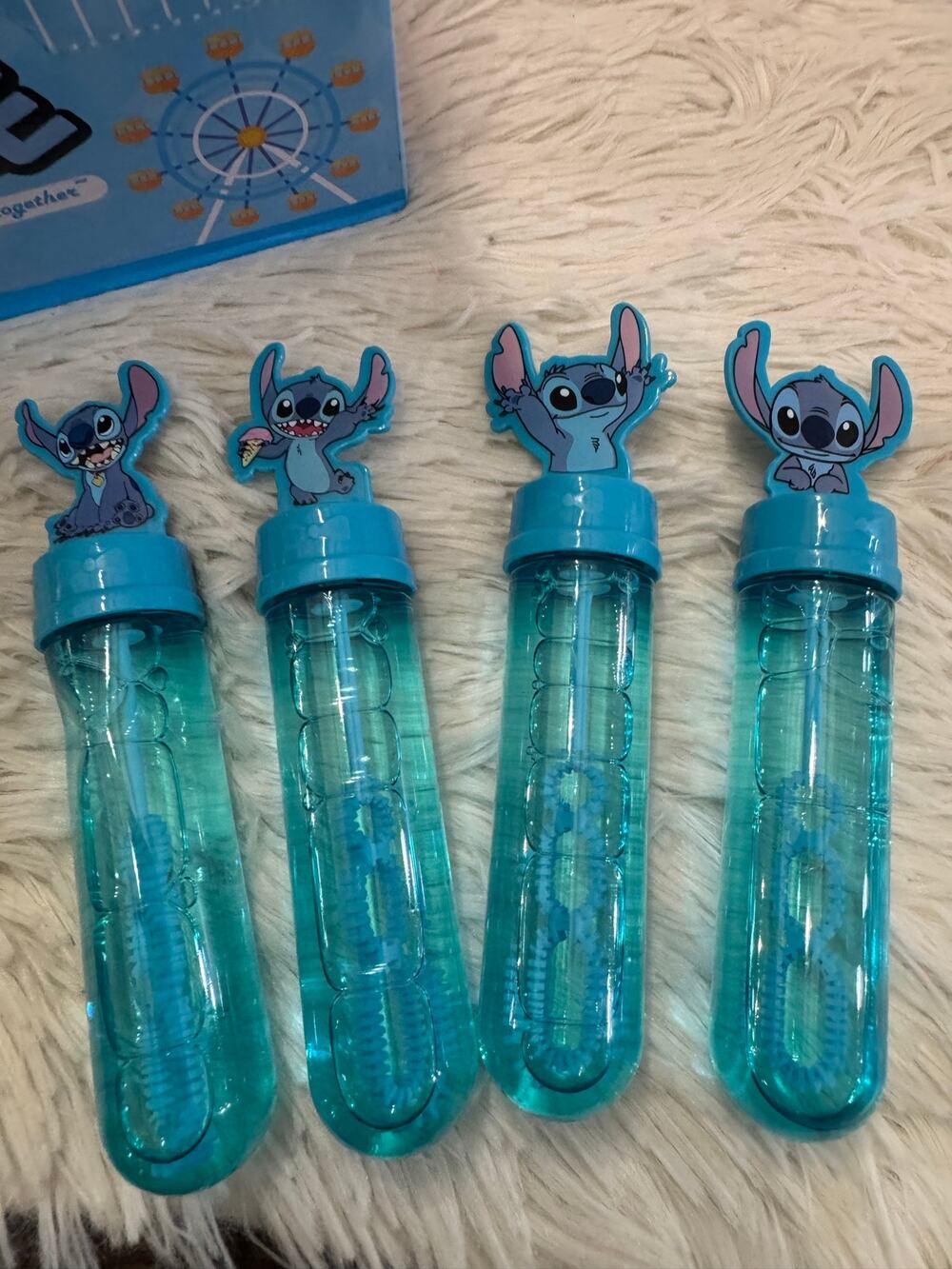 Party favors Stitch bubble wands with blue cartoon character on top set of 24